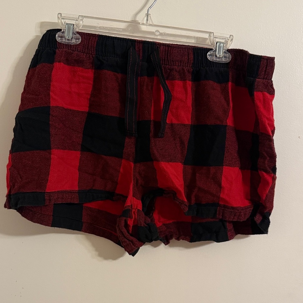 Old Navy Red and Black Plaid Pajama Shorts